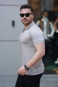 Erkek Yakalı Kagi Kumaş Kısa Kollu T-shirt resmi